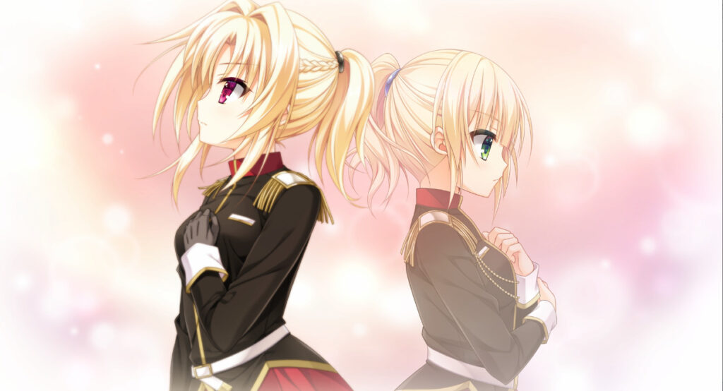 two blonde girls staring away from each other